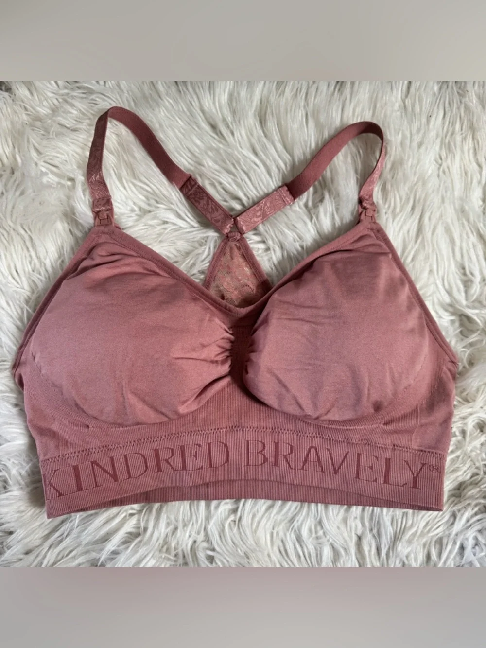 Kindred Bravely Simply Sublime Lace Racerback Nursing Bra Size Large Pink